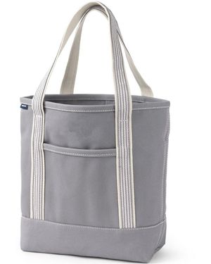Lands' End Medium 5 Pocket Open Top Canvas Tote Bag - Gray