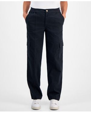 Style & Co. Petite Knit-waist Cargo-pocket Utility Pants - Blue