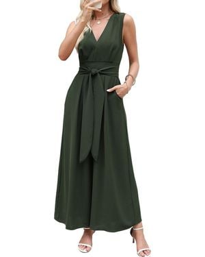 CUPSHE Sleeveless Tie Front Jumpsuit - Green