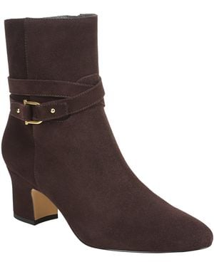 Franco Sarto Suede Almond Toe Ankle Booties - Brown