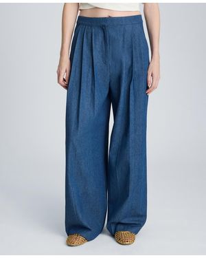 Kenneth Cole High-rise Triple Pleated Wide-leg Pants - Blue