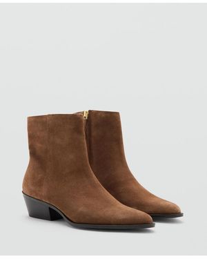 Mango Heel Suede Ankle Boots - Brown