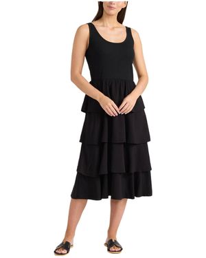 Ellen Tracy Knit Tank Top Tiered Dress - Black