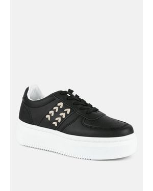LONDON RAG Monigue Faux Leather Cross Stitch Detail Sneakers - White