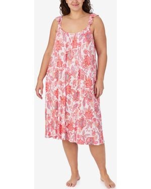 Ellen Tracy Plus Size Sleeveless Midi Nightgown - Pink