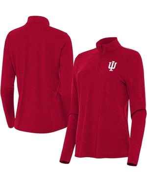 Antigua Heather Crimson Indiana Hoosiers Bright Quarter-zip Top - Red