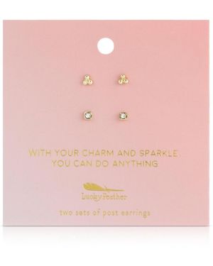 Lucky Feather Earring Set - Pink