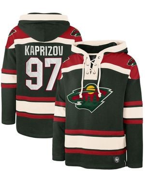 '47 Kirill Kaprizov Minnesota Wild Player Name & Number Lacer Pullover Hoodie - Green