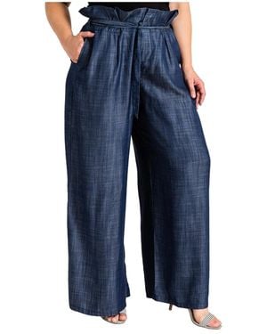 Standards & Practices Plus Size Denim Wide Leg Palazzo Pants - Blue