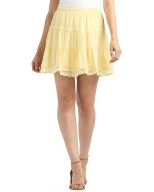 Bcx Textured Tiered Mini Skirt - Yellow