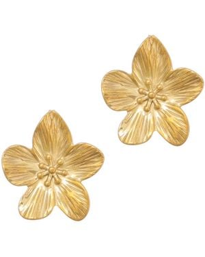 Adornia Tarnish Resistant Statement Flower Stud Earrings - Metallic