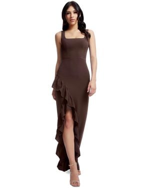 Dress the Population Charlene Ruffled High-low Gown - Brown