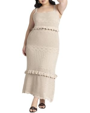Eloquii Plus Size Crochet Maxi Dress - Natural