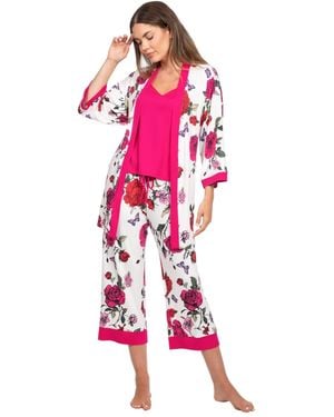 Linea Donatella Sleepwear Velvet Trimmed Kiss 3-pc. Set - Pink