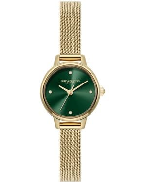 Olivia Burton Mini Classic Tone Stainless Steel Mesh Bracelet Watch - Green