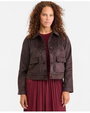 On 34th Cropped Faux Suede Jacket - Red