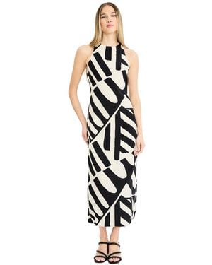 Donna Morgan Printed Halter Neck Midi Dress - White