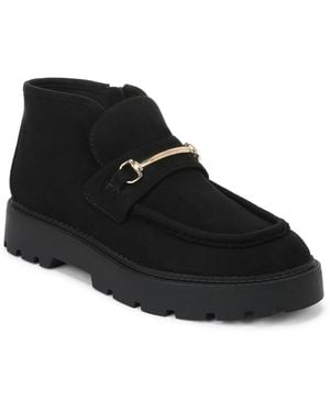 INC International Concepts Bertaa Lug Slip-resistant Round Toe Suede Ankle Booties - Black