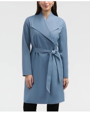 Ellen Tracy Classic Long Trench - Blue