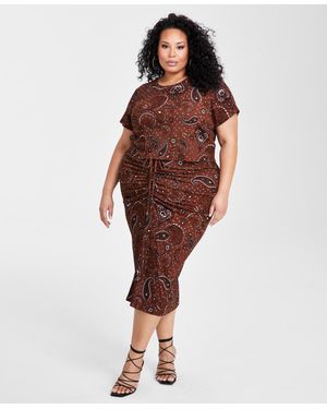 Nina Parker Plus Size Textured Paisley-print Top
