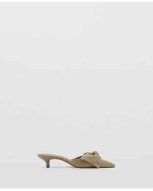 Mango Bow Heeled Leather Shoes - White