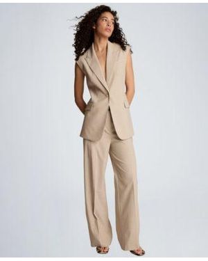 Kenneth Cole Open Back Strap Vest High Rise Wide Leg Pants - Natural