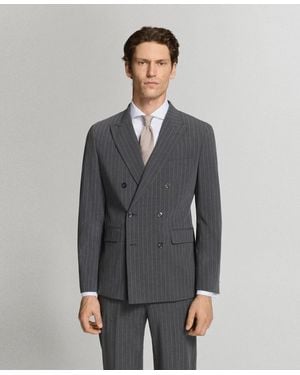 Mango Monaco Double-breasted Slim-fit Suit Blazer - Gray