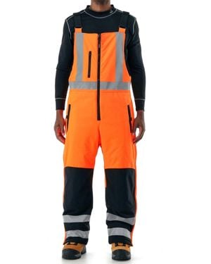 Refrigiwear Big & Tall Men S Hi Vis Insulated Softshell High-bib Overalls - Orange