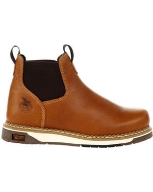 Georgia Boot Amp Lt Wedge Chelsea Work Boot - Brown