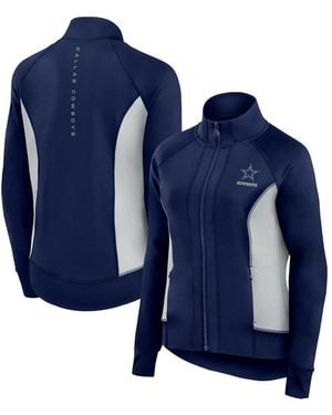 Fanatics Dallas Cowboys Studio Fitted Full-zip Gym Track Jacket - Blue