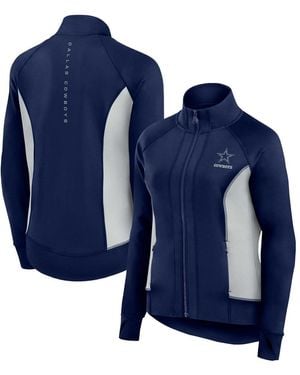 Fanatics Dallas Cowboys Studio Fitted Full-zip Gym Track Jacket - Blue