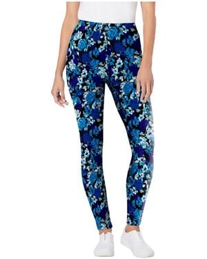 Woman Within Plus Size Within Stretch-cotton Knit Pull-on Printed leggings - Blue