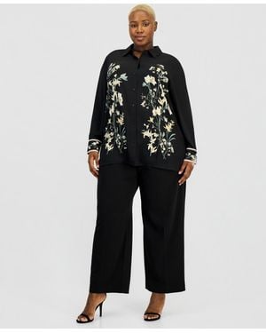 Anne Klein Essentials Plus Size High Rise Pull-on Pants - Black