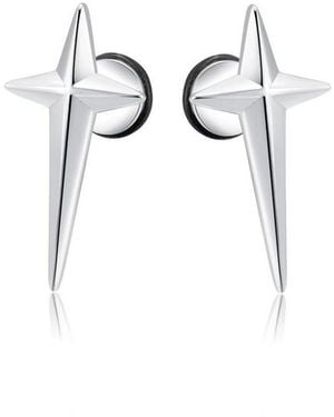 Metallo Stainless Steel Cross Stud Earrings - White