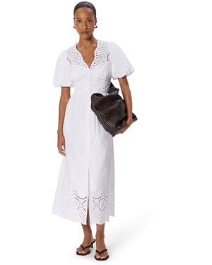 Whistles Cotton Broderie V-neck Dress - White