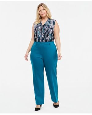 Kasper Plus Size Audrey Pull-on Mid-rise Pants - Blue