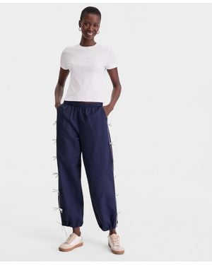 On 34th High-rise Bow-trim Nylon Pull-on Pants - Blue