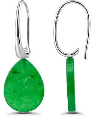 Macy's Genuine Howlite Chrysocolla Teardrop Shape Drop On Hardwire Fishhook Closure Earrings - Green