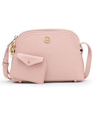 Anne Klein Dome Zip Top Detachable Card Case Crossbody Bag - Pink