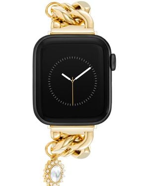Anne Klein Alloy Metal Charm Accented Chain Link Bracelet Designed For Apple Watch 42mm (series 10 - Black