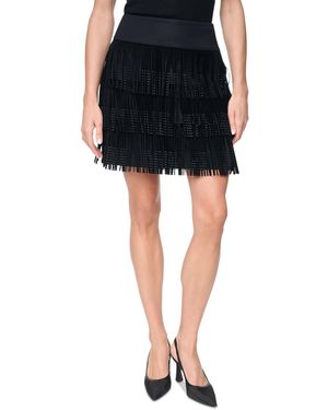 DKNY Rhinestone Fringe Skirt - Black