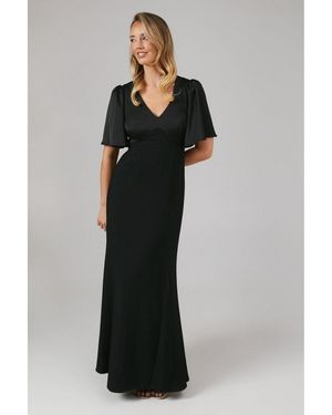 Coast Contrast Satin Bridesmaid Dress - Black