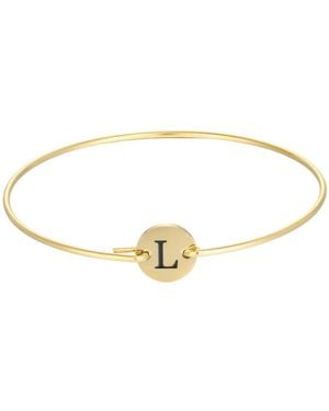 Adornia Tarnish Resistant Gold Engraved Initial Disc Cuff Bracelet - White