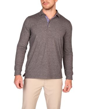 Tailorbyrd Brushed Melange Super Soft Long Sleeve Polo - Gray