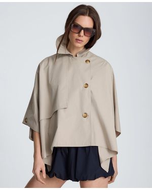 Kenneth Cole Cotton-blend Notch Collar Trench Cape Jacket - Natural