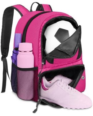Peneyon Lightweight Soccer Bag With Ball And Shoe Compartment Extra Storage Pockets - Pink