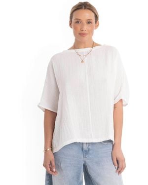 ocean + main Ocean+main Ocean+main Square Gauze Top - White
