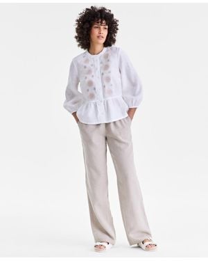 Charter Club 100% Linen Drawstring-waist Pants - Natural