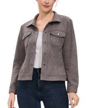 Kimi + Kai Kimi + Kai Faux Suede Trucker Jacket - Gray