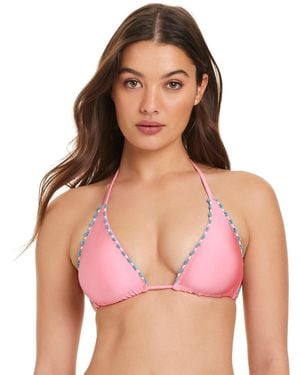 Red Carter Spring Break Floral Classic V-neck Floral Bikini Top - Pink